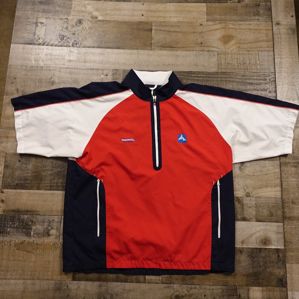FootJoy Quarter Zip Windbreaker Pullover Men’s XL Red/Navy/White Golf Activewear